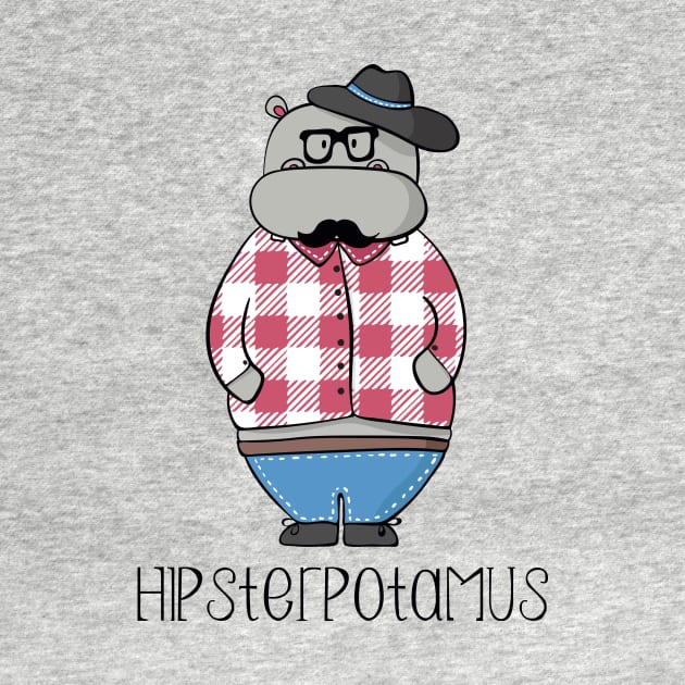 Hipsterpotamus- Funny Hippo Hipster gift by Dreamy Panda Designs